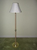 5ft Floor Lamp Bleached Simulated Wood Finish Brass Tone Base & Flared Panel Design Shade