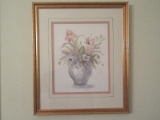 Still Life Floral Arrangement in Vase Artist Signed Mary Bertrand