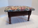 Cherry Finish Foot Stool w/ Upholstered Hinged Top