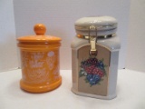 Lot - Herb Design Ceramic Canister, Knotts Berry Farm Ceramic Cookie Jar