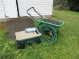 Lot - Garden Utility Cart, Hose, Ames Lawn Buddy, Water Cans, Etc.