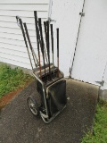 Lot - Vintage Wood/Metal Golf Clubs in Riviera Deluxe Cart Caddy