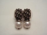 Pair - Michael Dawkins 925 Sterling & Pearl Design Pierced Earring