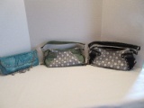 2 Kathy Van Zeeland Purse Pocketbooks w/ Charm Key Rings & Turqouise Purse