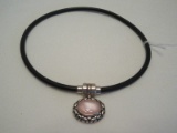 Joseph Esposite 925 Silver Pink Mother of Pearl Snap on Choker Necklace