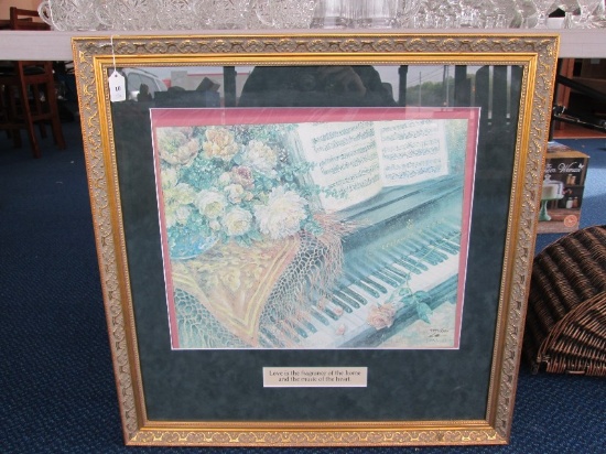 "Love Notes" Flowers on Piano Print Limited 4420/5500 Edition Artist Signed Lena Liu