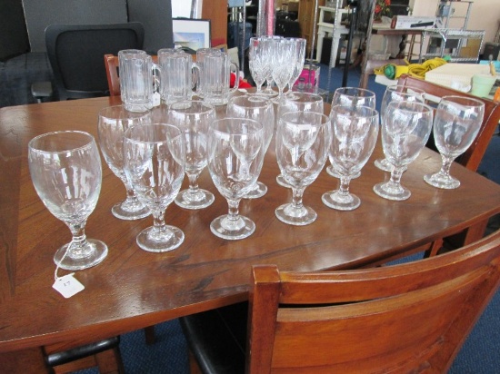 13 Clear Glass Water Goblets