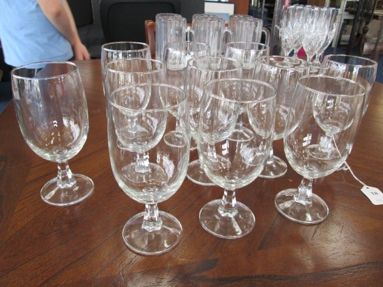 11 Clear Glass Water Goblets Cut Stem Base