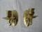 Pair - Brass Regency Style Single Candle Wall Sconces