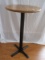 Pub Table Pine Round Top on Black Pedestal Metal Base