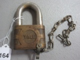 Yale Railroad Track Switch Padlock Stamped S.O.U. RY - Southern Railway w/ Chain