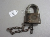 Yale Railroad Track Switch Padlock Stamped S.O.U. RY - Southern Railway w/ Chain