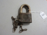 Yale Railroad Track Switch Padlock w/ Chain Stamped S.O.U. Ry - Southern Railway