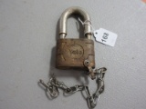 Yale Railroad Track Switch Padlock w/ Chain Stamped S.O.U. Ry - Southern Railway