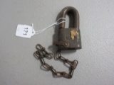 Yale Railroad Track Switch Padlock w/ Chain Stamped S.O.U. Ry - Southern Railway