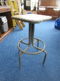 Vintage Gray Metal Industrial Swivel Stool