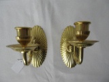 Pair - Brass Regency Style Single Candle Wall Sconces