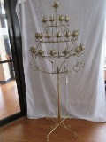 Floor Tree Candelabra 20 Lights Brass Tone w/ Scrolled Accent Tier Design 6ft