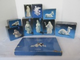 19 Piece - Avon Nativity Collectibles Porcelain Figurines & Stable in Boxes