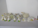 Lot - Ceramic Duck Figurines, Salt/Pepper Shakers & Flower Pots