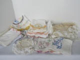 Lot - Linen Hand Crocheted Pillow Cases, Doilies & Needlework