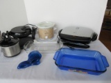 Lot - Small Appliances Rival Crock Pot, Grilling Machine, Tru 0.65 Mini Crock