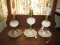 3 Vintage Milk Glass Side Lights Hobnail Globe Center w/ Bead Trim Over Dish Base