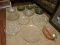 Glass Lot - Green Glass Bowls, Platters, Serving Trays, Divided Pink Dish, Etc.