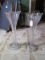 2 Tall Clear Glass Vases Petal/Bead Rim Wide Top Narrow Base