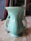 Vintage McCoy Turquoise Vase Handled Wide Top Curved/Ribbed Body