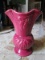 Vintage Red Trumped/Globe Body Vase Leaf Motif