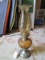 Vintage Oil Lamp w/ Amber Globe Prescut Body Faded Hurricane Shade