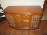 Vintage Zenith Record Player Console Wooden Body Open Top