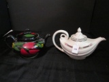 1 Halls Superior Quality Kitchenware Teapot Rose Bowl, 1 Camden Art Pottery Black Teapot
