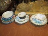 Lot - Misc. Saucers/Plates Various Designs Florence Fine China, Willowware, Etc.