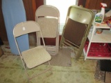 6 Metal Folding Chairs, 2 w/ Upholstered Seats, 4 Pink w/ Fabric Seats