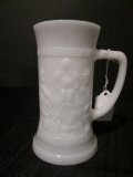 Milk Glass Stein Vintage w/ Beer Garden Scene