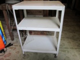 2 White Metal Side Tables 3-Tier