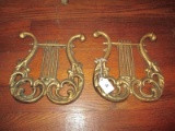 2 Lyre Design/Scroll Metal Wall Mounted Décor