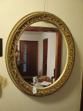 Oval Mirror w/ Rope/Bead Trim Frame Gilted Patina Motif