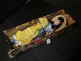 Tall Asian Lady Doll on Wooden Stand 16 3/4
