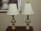 Pair - Gorgeous Hollywood Regency Table Lamps Brass & Enamel Finish