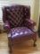 Stately Hancock & Moore Fine Leather Chippendale Style Wingback Chair Ball & Claw Feet