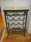 Wrought Iron Black 12 Bottle Wine Rack Accent Table w/ Yellow Mosaic Tile Top