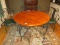 Chic Scrollwork Wrought Iron Base Maple Top Round Dining Table w/ 4 Host Chairs