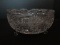 Dazzling Lead Crystal 3 Toed Bowl Etched Floral & Diamond Pattern Sawtooth Rim
