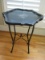 Accent Table Black Metal Base w/ Center Finial & Black Lacquer Removable Tray Top