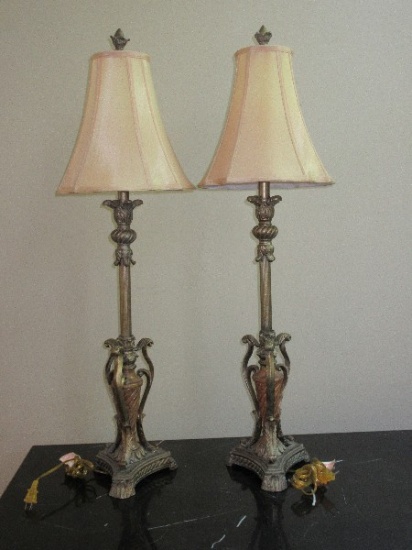 Stunning Pair - French Inspired Rococo Style Banquet 40" Lamps