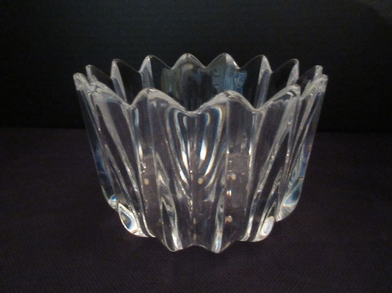 Orrefors Signed Crystal Fleur Pattern Giftware Bowl Designer Johansson Circa 1989-2000