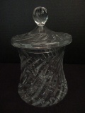 Lead Crystal Covered Candy Dish Swirl Pattern